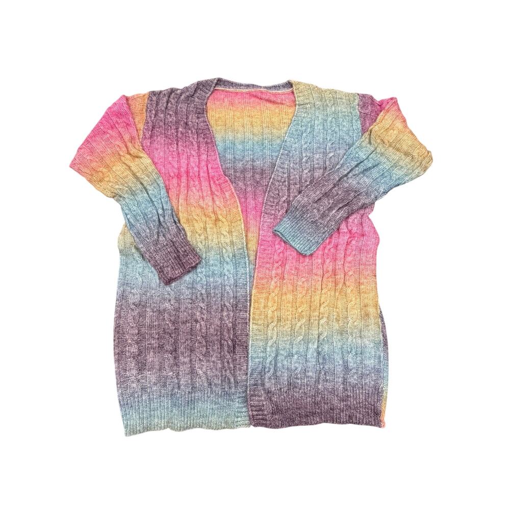NWOT Pastel Ombre Cable Knit Cardigan XL